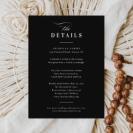 Elegante kalligraphische Schwarz-Weiß-Hochzeitsdet Begleitkarte