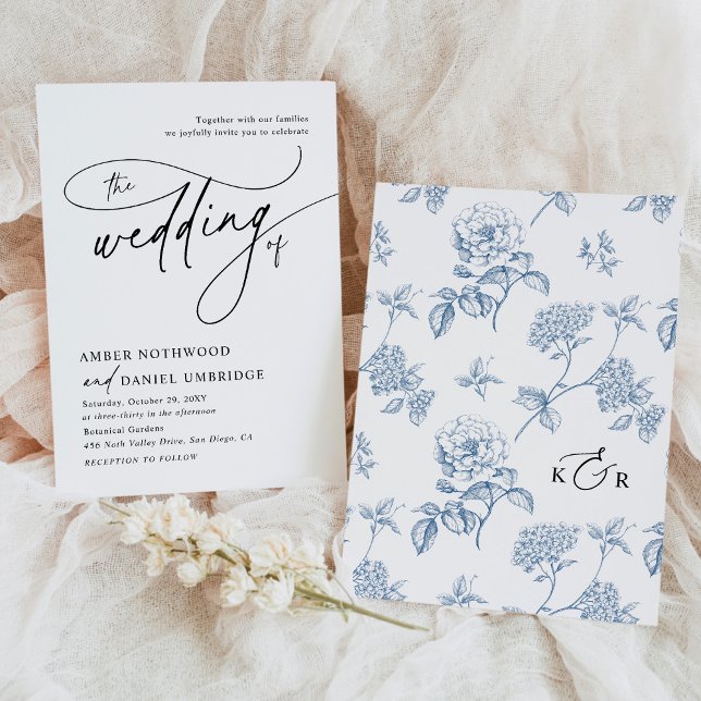 Elegante kalligraphische Schwarz-Weiß-Monogramm-Ho Einladung (Von Creator hochgeladen)