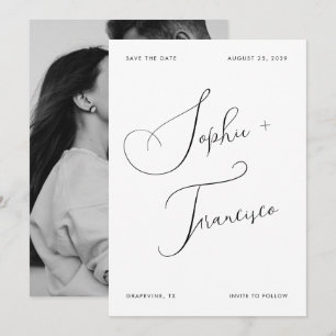 Elegante kalligraphische Skriptnamen Moderne Hochz Save The Date