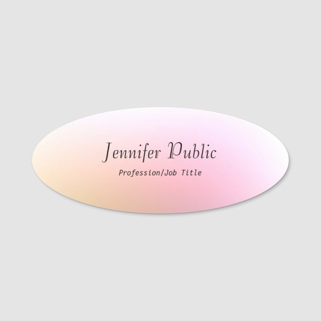 Elegante kalligraphische Skripttext-farbige Vorlag Namensschild (Vorderseite)