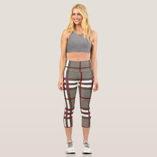 Elegante Karierte Leggings in Grau und Weiß