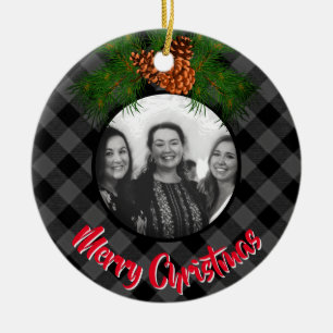 Elegante karierte Pineconfotovorlage Keramik Ornament