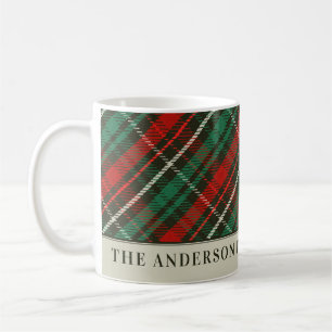 Elegante Karierte Tartan Hunter Green Kaffeetasse