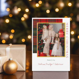 Elegante Karierte Weihnachtskarte des modernen Fot Feiertagskarte