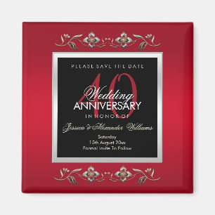 Elegante karminrote Edelsteine Save the Date Magnet