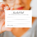 Elegante Karten für die Liste der Hochzeitstiefel<br><div class="desc">Diese zauberhaften Eimerkarten sind eine perfekte Alternative zu einem traditionellen Gästebuch. Sie werden alle Gäste über die besten Ideen für die Neuvermählten sprechen. Diese Karten enthalten die Wörter "Eimerliste Hilfe bei der Planung eines lebenslangen Abenteuers" und enthalten Platz für ihren Namen und Namen sowie das Hochzeitdatum auf der Rückseite. Teil...</div>
