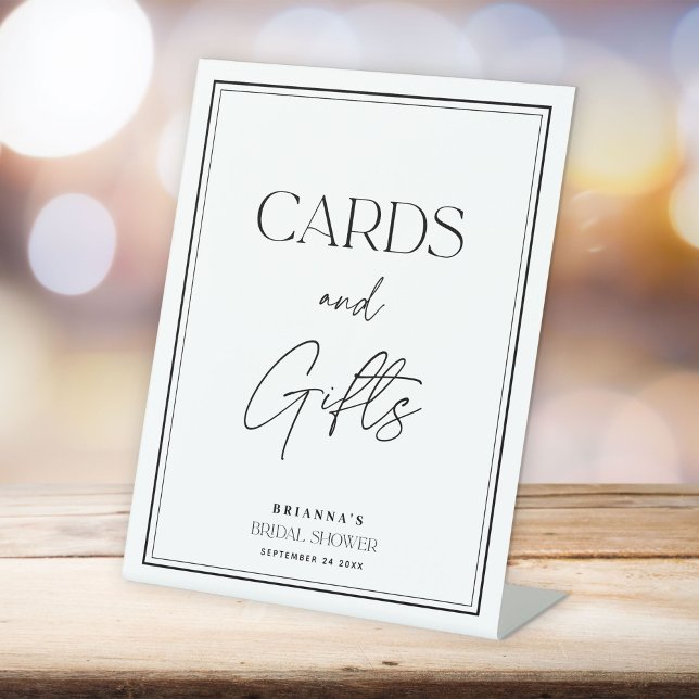 Elegante Karten und Geschenke Schwarz-Weiß-Brautpa Sockelschild (Von Creator hochgeladen)