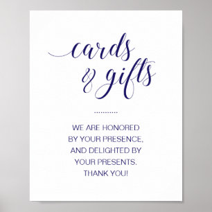 Elegante Karten und Geschenke Table Blue Wedding S Poster