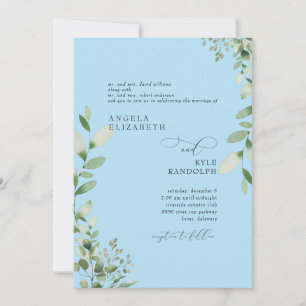 Elegante kaskadierende grüne Hochzeit Eisblau Einladung