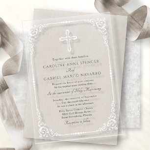 Elegante katholische Hochzeit mit Messfeier Acryleinladungen