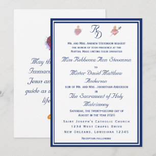 Elegante katholische Hochzeitseinladung Zwei Herze Einladung