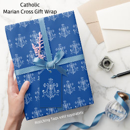 Elegante katholische Jungfrau Mary White Marian Cr Geschenkpapier