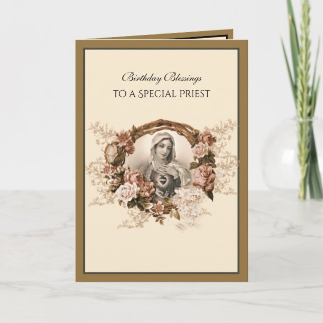 Elegante katholische Priester Gold Jungfrau Mary Karte (Vorderseite)