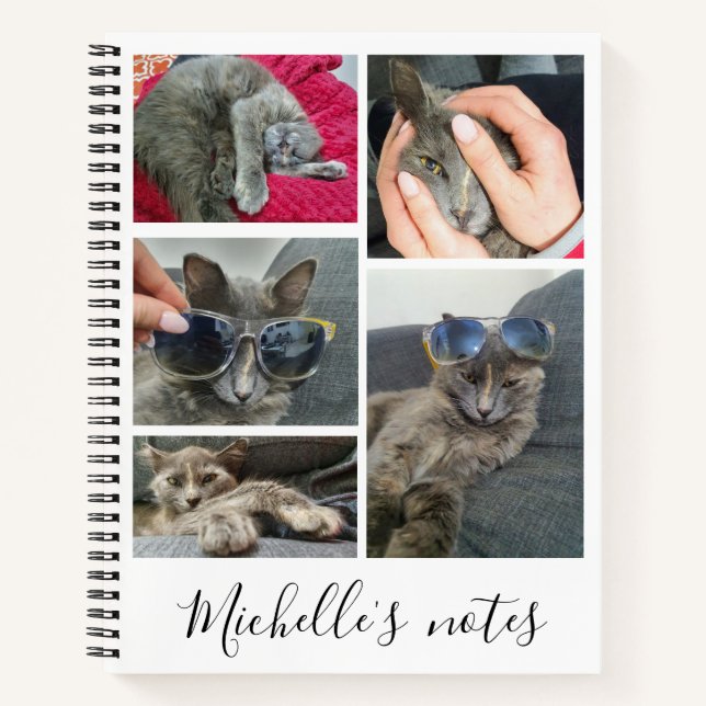 elegante Katze 5 Fotos Collage personalisiert Notizbuch (Vorderseite)