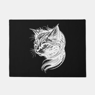 Elegante Katze im Vintagen Tattoo-Stil Fußmatte