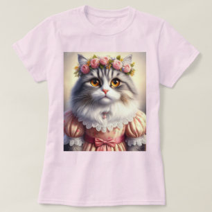 Elegante Katze in rosa Viktorianisches Kleid T-Shirt