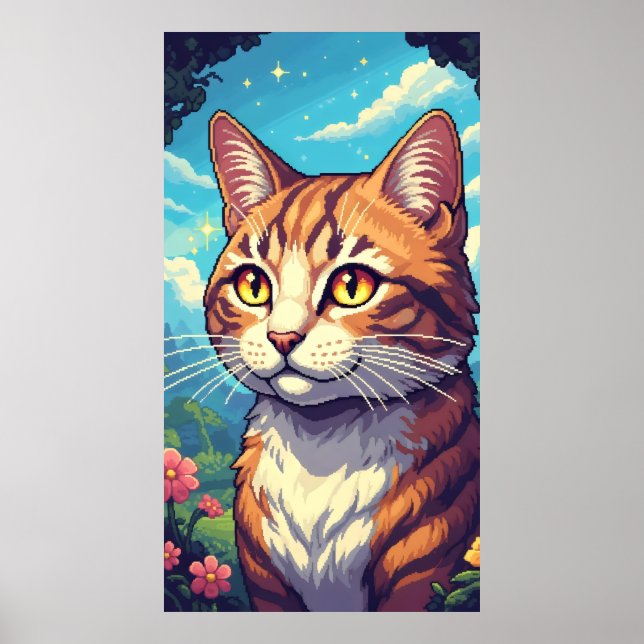 Elegante Katze mit glitzernden goldenen Augen Poster (Vorne)