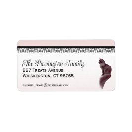 Elegante Katze, Rosa & Schwarz, Rücksendeadresse Adressaufkleber