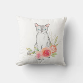 Elegante Katze und Blume Kissen