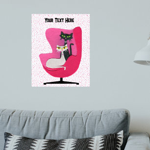 Elegante Katzen Diamantkörbe in rosa Stuhldosen Poster
