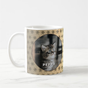 Elegante Katzen-Foto Goldenes Metallic Weihnachten Kaffeetasse
