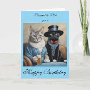 Elegante Katzen mit Getränken senden Geburtstagswü Karte