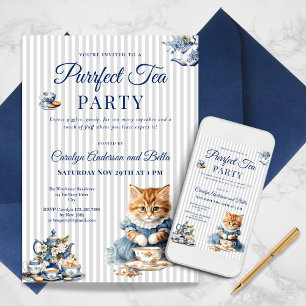 Elegante Katzen-Teeparty-Einladungsvorlage Einladung