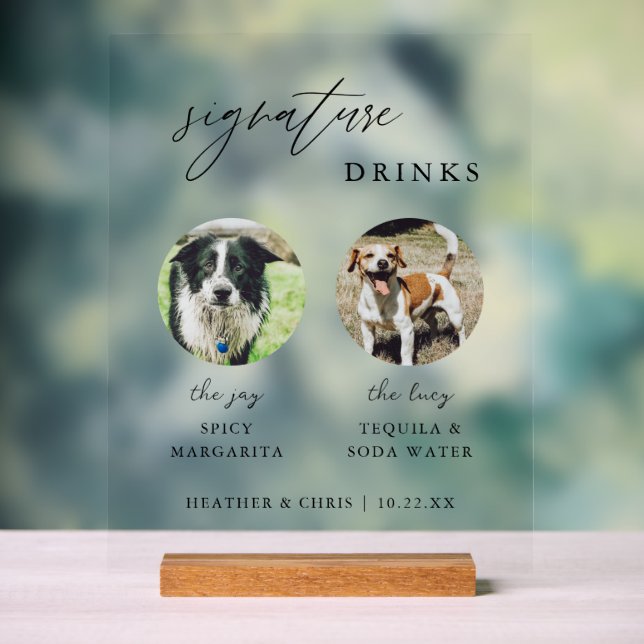 Elegante Katzen und Hunde Unterschrift Getränke Ho Acrylschild (Neutral)