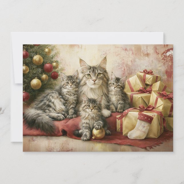 Elegante Katzenkätzchen Weihnachten (Vorderseite)
