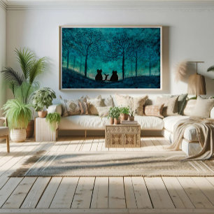 Elegante Katzenkunst Aquarellmalerei Poster