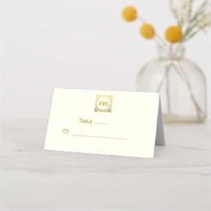 Elegante keltische Hochzeit Elfenbein Faux Gold ke Platzkarte