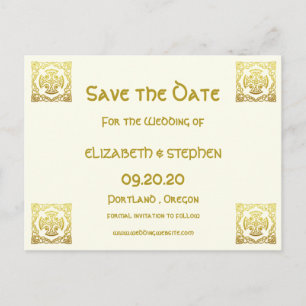 Elegante keltische Hochzeit Elfenbein Faux Gold ke Postkarte