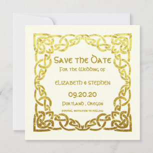 Elegante keltische Hochzeiten Elfenbeinkühe Imitat Save The Date