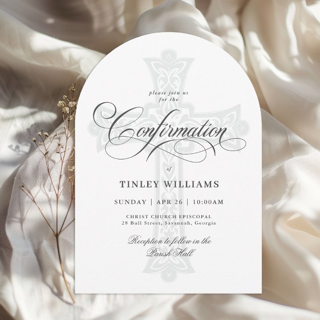 Elegante keltische Kreuzreligiöse Bestätigung Einladung (Available in both printed and instant download digital formats.)