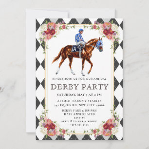 Elegante Kentucky-Derby-Party-Einladung mit Pferd Einladung