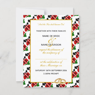Elegante KENYA FLAG mit Gold Script WEDD Einladung