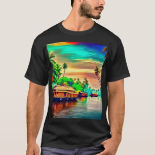 Elegante Kerala Naturlandschaft mit Kokospalmen T-Shirt