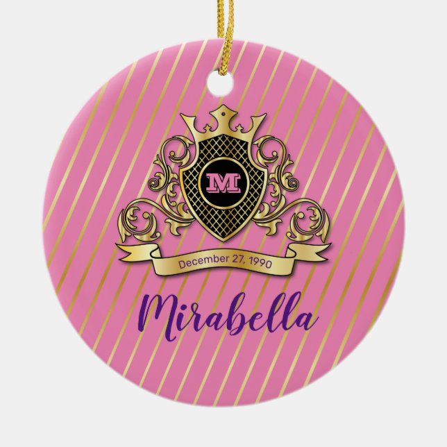 Elegante Keramik Monagram Keramik Ornament (Vorne)