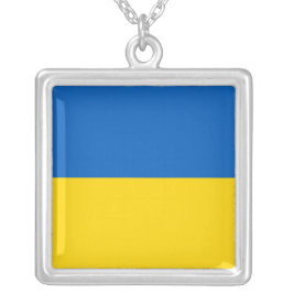 Elegante Kette mit Flagge der Ukraine Versilberte Kette