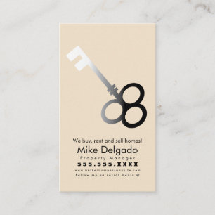 Elegante Key Home Sales Broker Beige Visitenkarte