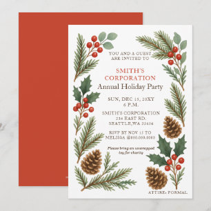 Elegante Kiefernbeeren Firmenweihnachtsfeier Einladung