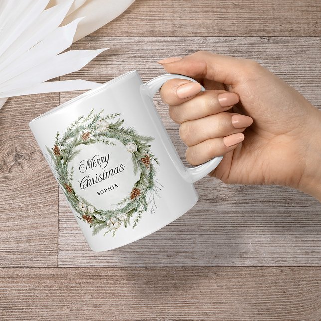 Elegante Kiefernwälder und Grünanlagen | Frohe Wei Kaffeetasse (An elegant holiday mug)