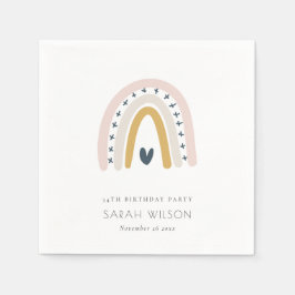 ELEGANTE KINDER BLAUE BLUSH RAINBOW HERZ GEBURTSTA SERVIETTE