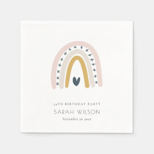 ELEGANTE KINDER BLAUE BLUSH RAINBOW HERZ GEBURTSTA SERVIETTE