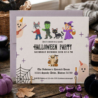Elegante Kinderkostüm-Party Halloween Einladung