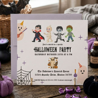 Elegante Kinderkostüm-Party Halloween Einladung
