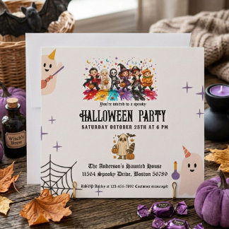 Elegante Kinderkostüm-Party Halloween Einladung