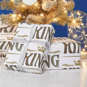 Elegante KING Royalty Lettering Crown Geschenkpapier