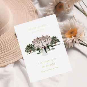 Elegante Kirche Aquarell-Veranstaltungsort Herrenh Folieneinladung