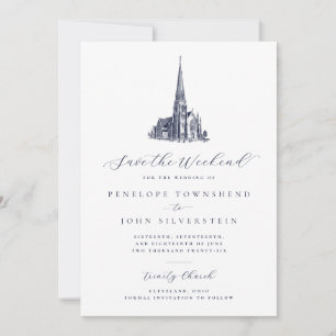 Elegante Kirche Rette die Hochzeit am Wochenende Save The Date
